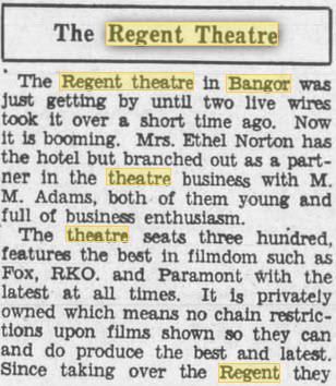 Regent Theatre - Jan 1 1933